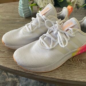 Adidas White Sneakers with Orange Accents